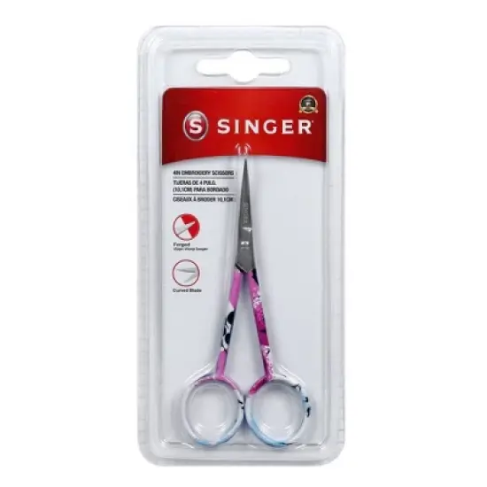 Singer Set of 3 4" Forged Embroidery Scissors with Pastel Printed Handle image {1}