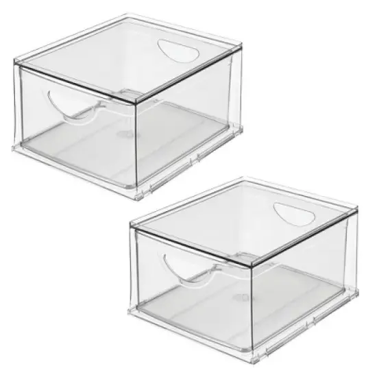 iDesign Stackable Storage Drawer for Pantry, Set of 2, Clear, Made in USA image {8}