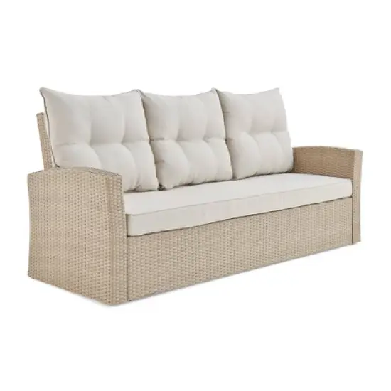 All-Weather Wicker Canaan Outdoor Sofa with Cushions Brown - Alaterre Furniture image {2}
