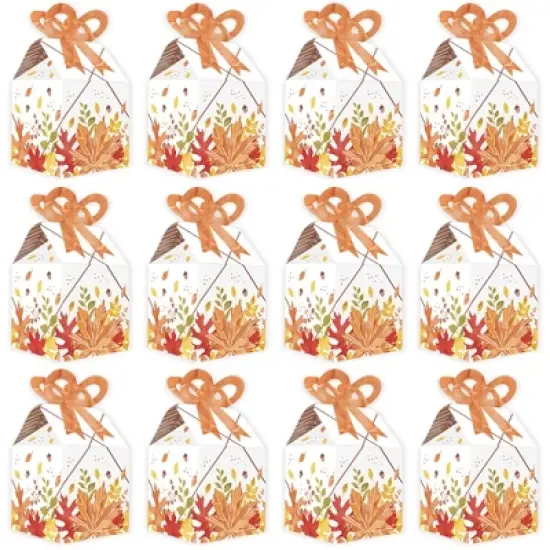 Big Dot of Happiness Fall Foliage - Square Favor Gift Boxes - Autumn Leaves Party Bow Boxes - Set of 12 image {4}