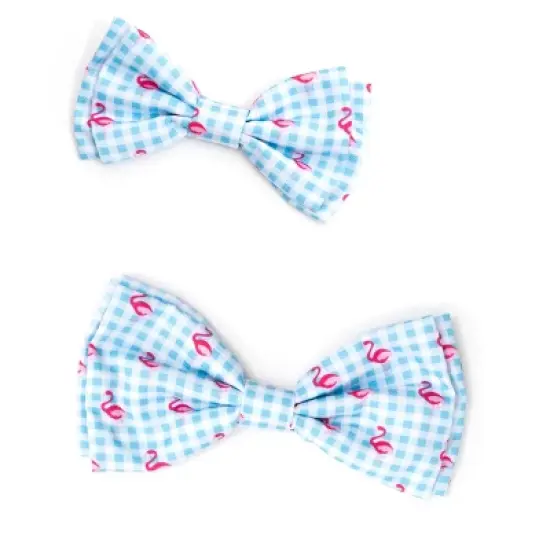 The Worthy Dog Gingham Flamingos Bow Tie Accessory image {2}