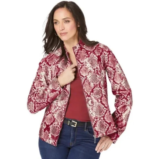 Jessica London Women&rsquo;s Plus Size Zip Front Leather Jacket image {10}