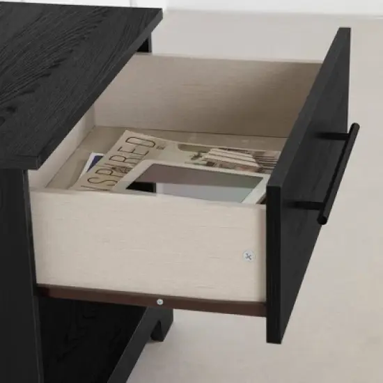 South Shore Primo Nightstand with Drawer Black Oak image {4}