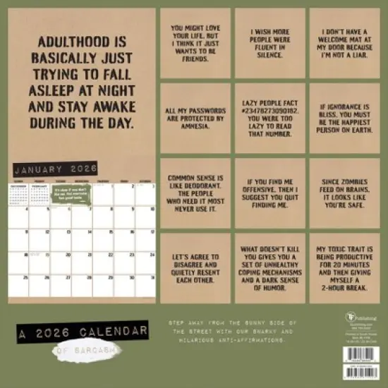 TF Publishing 13.5"x14.5" 2026 Anti-Affirmations Wall Calendar image {4}