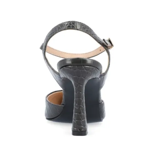 Journee Collection Womens Nixey Croco Texture Buckle Pointed Toe Pumps image {2}