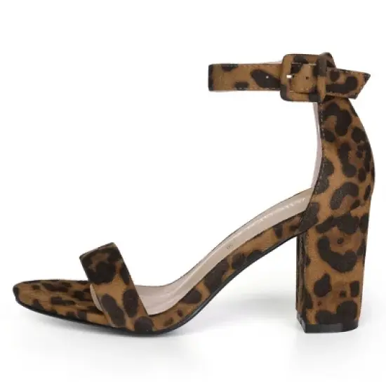 Allegra K Women's Floral Ankle Strap Block Heel Sandals image {6}