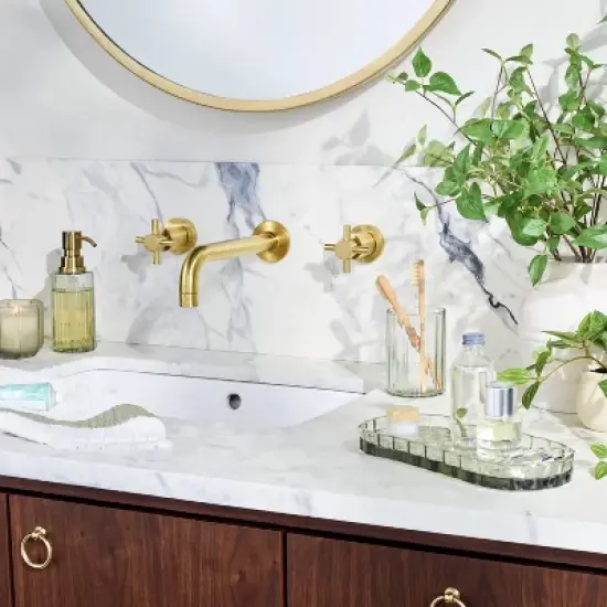 Fluted Glass Bathroom Tumbler Light Green - Hearth & Hand&trade; with Magnolia image {1}