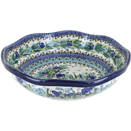 Blue Rose Polish Pottery 273 Ceramika Artystyczna Large Scallop Bowl image {7}