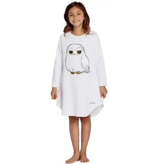 Harry Potter Pajama Girls' Hedwig Owl Micro Raschel Fleece Hi-Lo Nightgown Costume image {1}