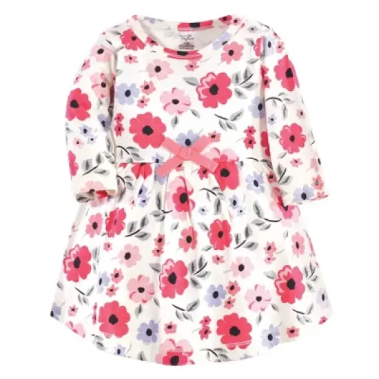 Touched by Nature Baby and Toddler Girl Organic Cotton Long-Sleeve Dresses 2pk, Coral Garden image {2}