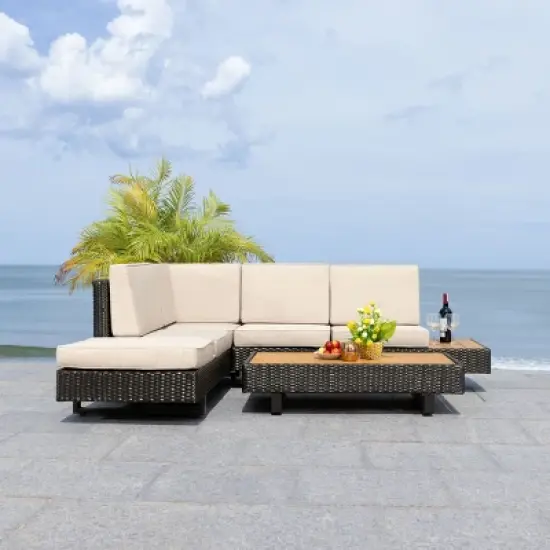 Allison Corner Living Set - Indoor/Outdoor - PAT7733 - Grey/Light Grey - Safavieh image {2}