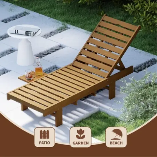 HOMLUX Outdoor Patio Lounge Chair Chaise Recliner with Adjustable Backrest & Side Tray image {5}