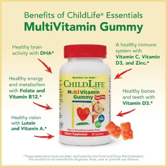 ChildLife Essentials Kids Multivitamin Gummies - Lemon Strawberry - 90ct image {3}