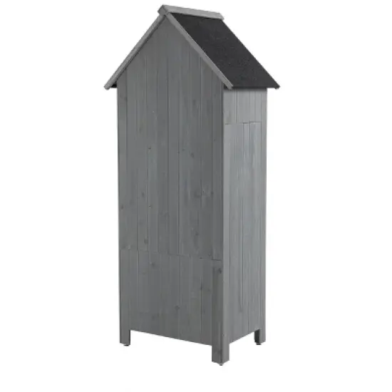 Gulches 30.3"L X 21.3"W X 70.5"H Outdoor Storage Cabinet Tool Shed Wooden Garden Shed  Gray image {8}