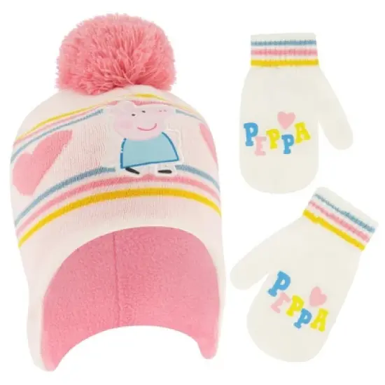 Peppa Pig Girls' Winter Hat and Mittens Set, Toddlers Age 2-4 image {4}