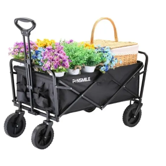 EchoSmile 4.06 cu. ft. Fabric Portable Garden Cart with Adjustable Rolling Wheels image {6}