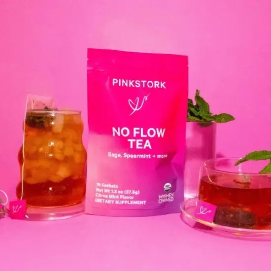 Pink Stork No Flow Herbal Supplement Tea - 15ct/1.3oz image {2}