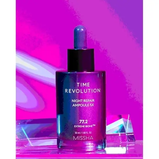 Missha Time Revolution Night Repair Ampoule 5x Serum (1.69 oz) 77.2 Extreme Biome | intensely repair & revitalize face skin while you sleep image {2}