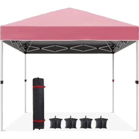 10 x 10 Pop Up Canopy, Beach Tent 3 Adjustable Heights, Easy Up Sun Shade w/ Wheeled Carry Bag, Outdoor Portable Shelter for Events, Parties, Camping image {1}