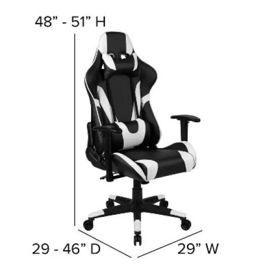 Emma and Oliver Racing Gaming Ergonomic Chair with Fully Reclining Back in Red LeatherSoft image {5}