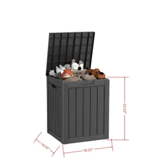 DSVIMOY Deck Boxes, 4-Piece 28 Gal Outdoor Storage Deck Box, Small Patio Storage Bin for Garden Tools, Black, 18.11"*16.93"*23.03" image {2}