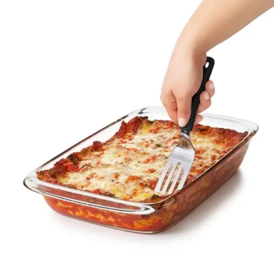 OXO Cut and Serve Turner: Stainless Steel Small Metal Spatula, Kitchen Utensil, Dishwasher-Safe, Black Handle image {5}