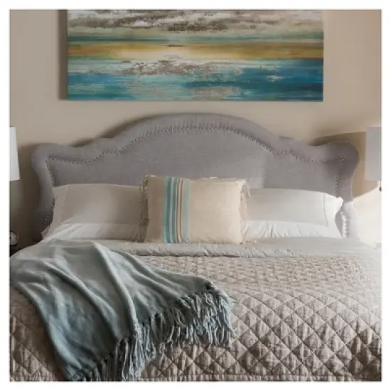 Queen Avery Modern and Contemporary Fabric Headboard Gray - Baxton Studio image {4}
