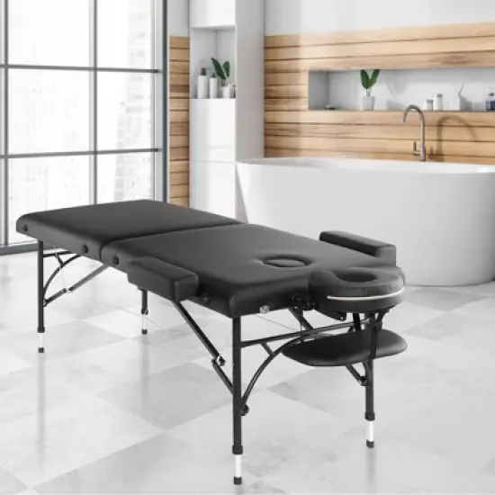 Saloniture Professional Portable Lightweight Bi-Fold Massage Table with Aluminum Legs image {6}