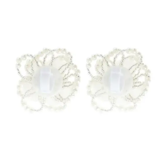 Unique Bargains Shell-Imitating Center Pearls Flowers Shoelace Charms 1 Pair image {3}
