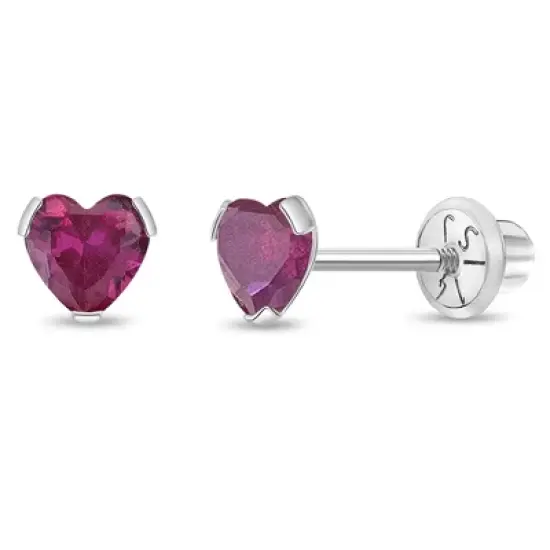 Girls' Tiny CZ Heart Screw Back 14k Gold Earrings - In Season Jewelry image {12}