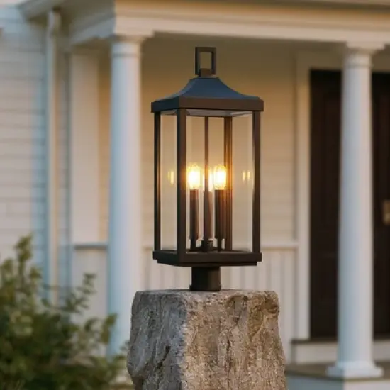 Urban Ambiance Luxury Farmhouse Outdoor Post Light 26.875''H x 9.5''W,  Midnight Black Finish,  Calderdale Collection, UHP1400 image {7}