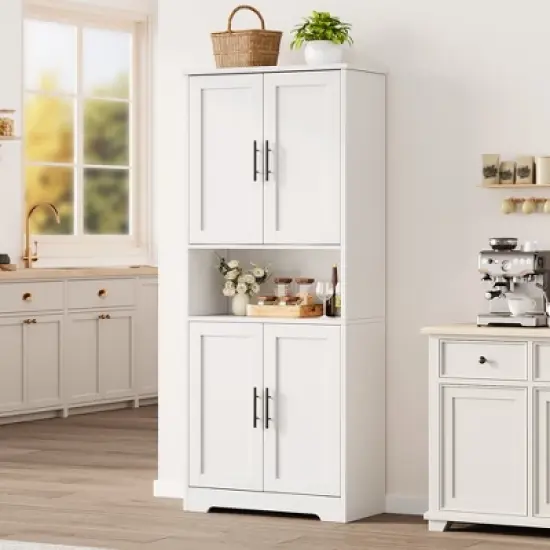 70" Tall Kitchen Pantry Cabinet with Doors and Adjustable Shelves, Freestanding Cupboard image {13}