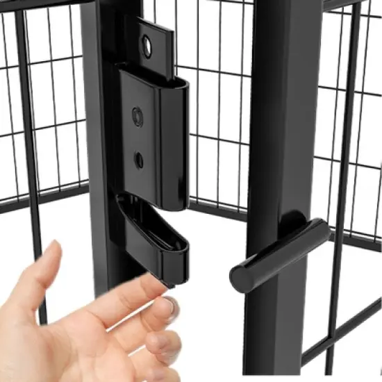 Angel Sar 39.37"H Heavy Duty Metal Dog Play Pen Indoors with Automatic Gravity Locking Mechanism, 6 Panels Dog Fence Outdoor for Yard with PVC Pads image {2}