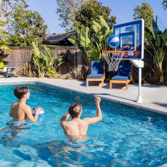 GoSports Deck-Mounted Splash Hoop ELITE Adjustable Height Inground Pool Basketball Game with Regulation Rim image {3}