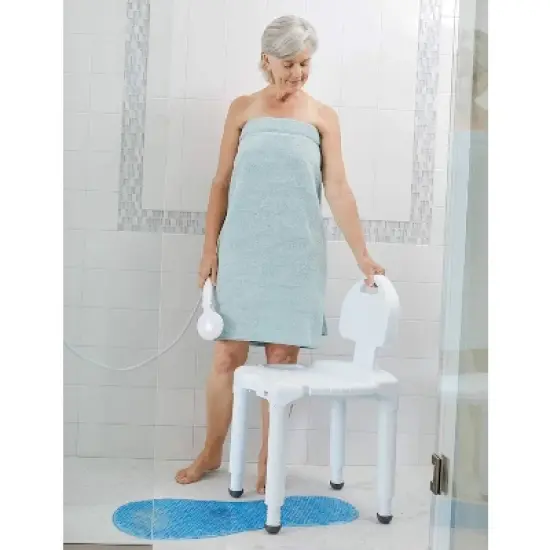 Carex Universal Bath Seat with Back - Height-Adjustable Plastic Shower/Bath Bench - White image {4}
