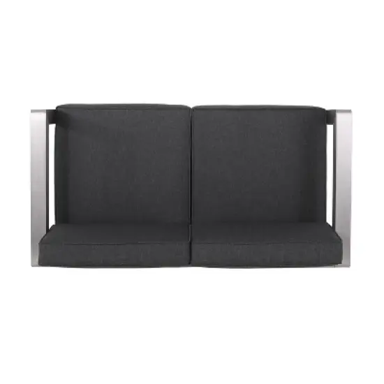 Christopher Knight Home Aviara Outdoor Loveseat with Cushions Aluminum image {4}
