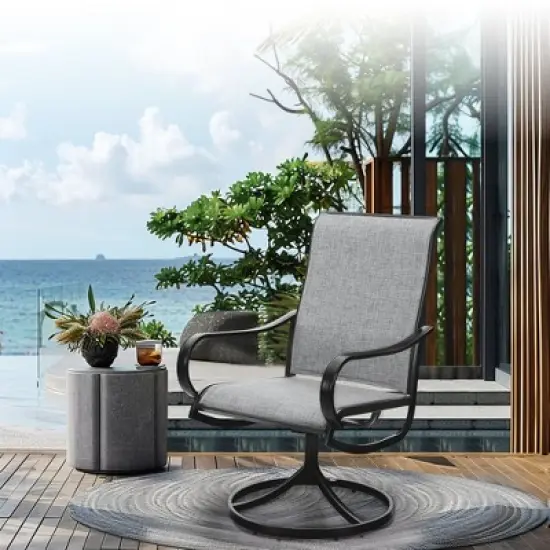 Captiva Designs Outdoor Dining Breathable Quick-dry Sling Steel Chairs with 360 Degree Swivel image {1}