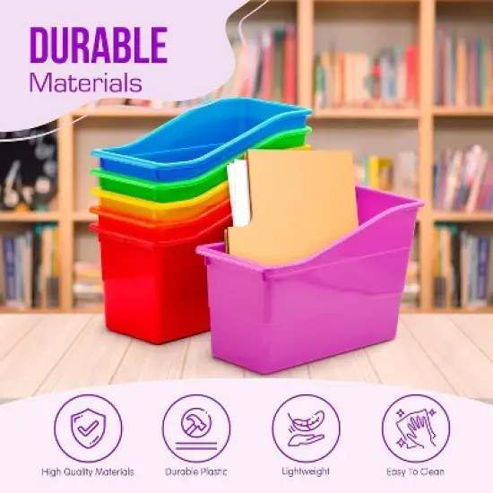 Plastic Storage File Bin, File Organizer, Classroom Organization Storage Basket, Desk with Storage, Desktop Organizer, 6 pcs Foldable Desk File Folder image {3}