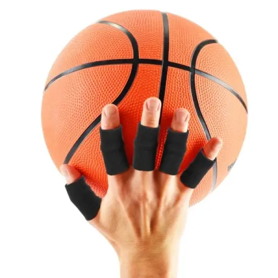 Unique Bargains Soft Breathable Relieving Pain Sports Finger Sleeves Supporters Black 10 Pcs image {2}