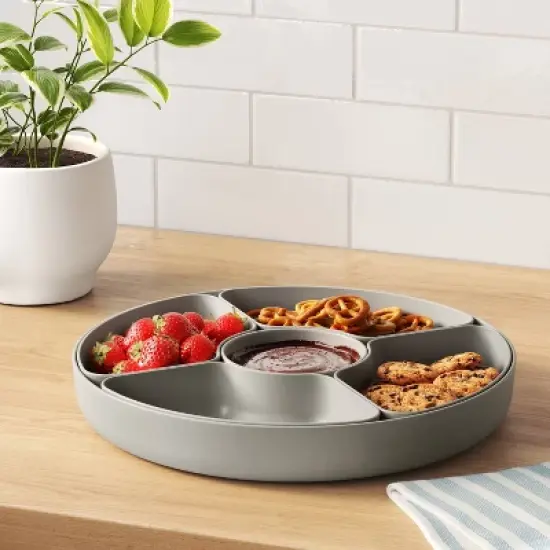 5-Section Serving Platter Set Light Gray - Room Essentials&trade; Recycled Plastic, Microwave & Dishwasher Safe image {1}
