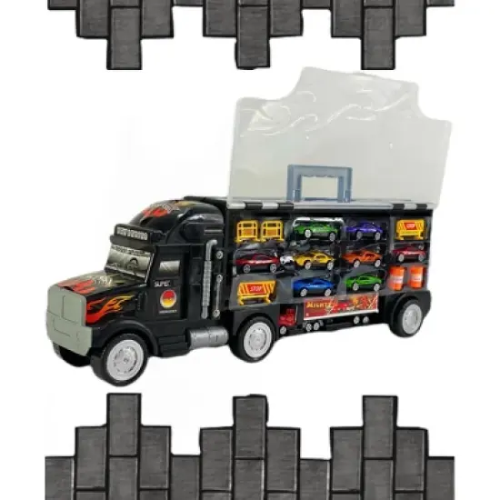 Big Daddy Trucks - the Big Rig Race Car Travel System with Construction Accessories - comes with 8 cars but can hold 24 image {2}