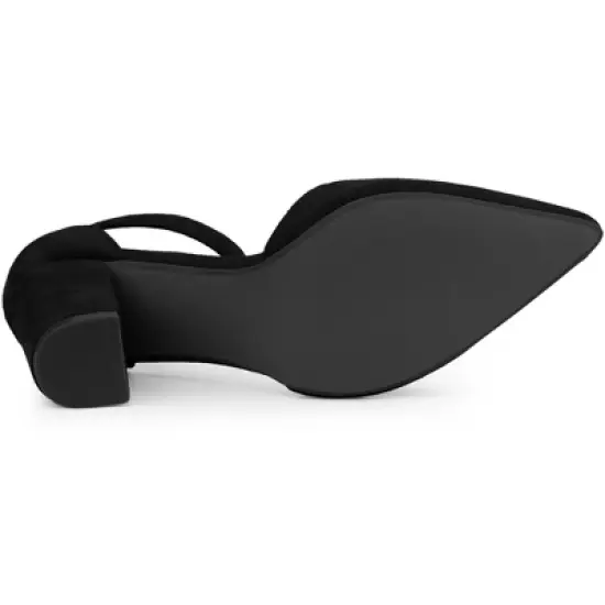 Allegra K Women's Ankle Strap Pointed Toe Block Heels Pumps image {5}
