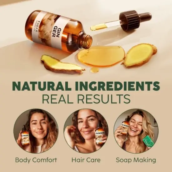 KUKKA Ginger Essential Oil (4 Fl Oz / 118 ml) for Hair Skin & Massage image {3}