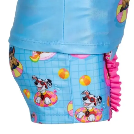 Paw Patrol Rubble Marshall Chase Girls Rash Guard and Swim Shorts Little Kid image {7}