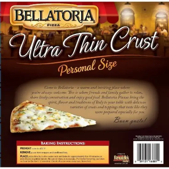 Bellatoria Personal Size Thin Crust Ultimate Five Cheese Frozen Pizza - 5.67oz image {1}