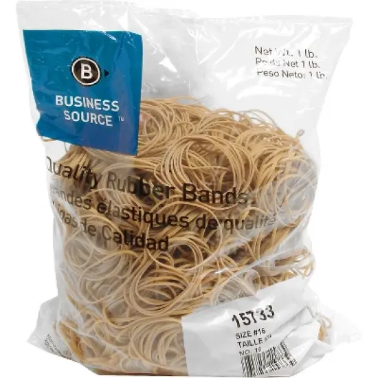 Business Source Rubber Bands Size 16 1 lb./BG 2-1/2"x1/16" Natural Crepe 15733 image {1}