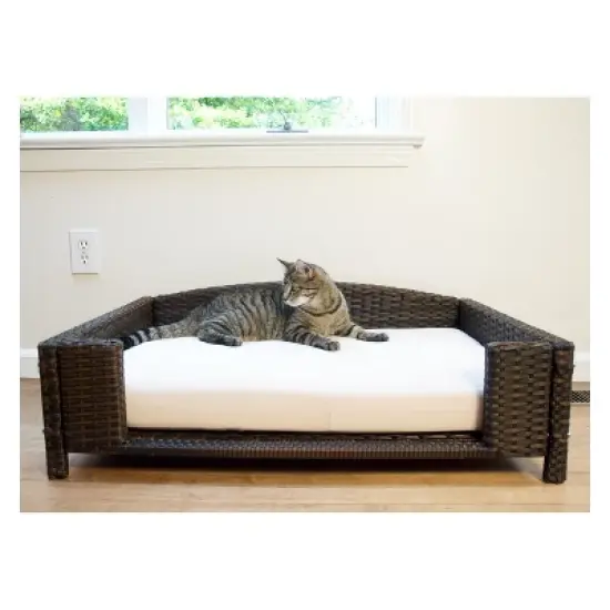 Iconic Pet Beds for Dogs and Cats - Rattan Rectangular Sofa - Brown image {12}