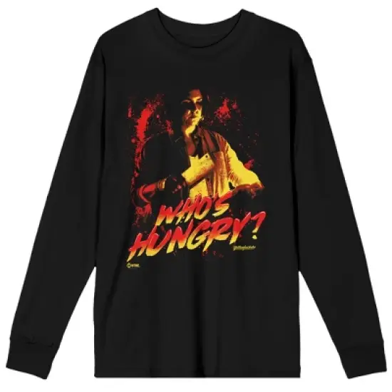 Yellowjackets "Who's Hungry" Men's Black Long Sleeve Crew Neck Tee image {3}