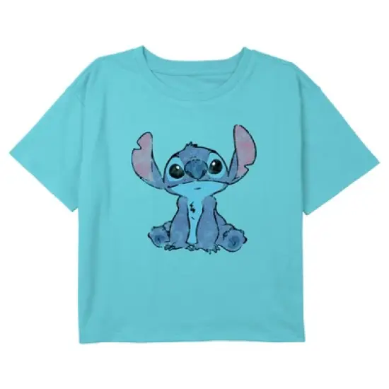 Girl's Lilo & Stitch Faded Sketch Stitch Crop T-Shirt image {2}