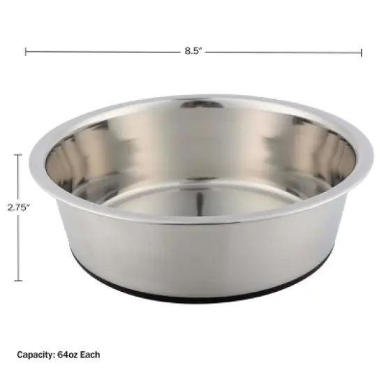 Pet Adobe 64oz Stainless Steel Dog Bowls, Silver image {6}